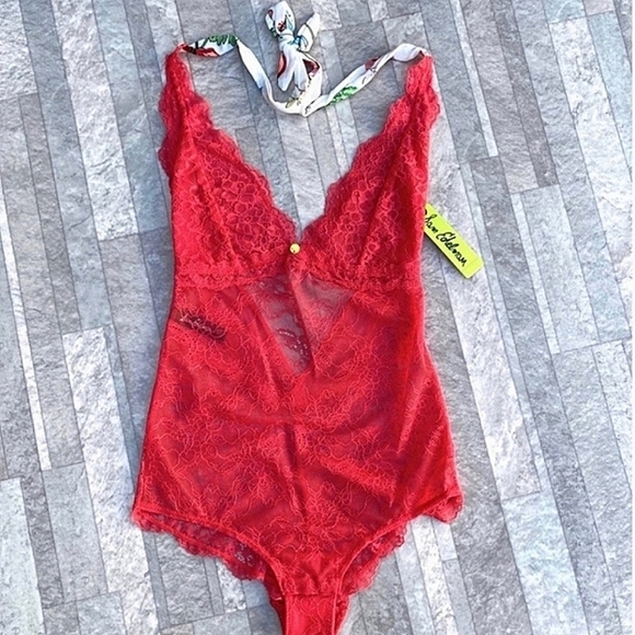 Sam Edelman Other - Sam Edelman Floral Geranium Lace Halter Bodysuit Lingerie NWT